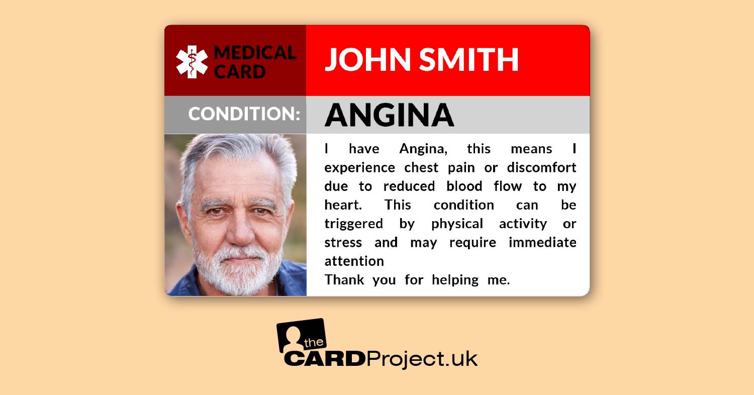 Angina Medical Photo ID Card  (FRONT)